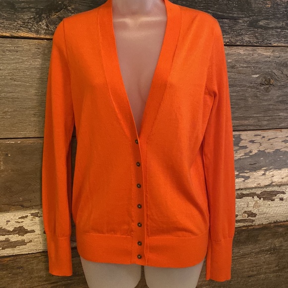 J. Crew Sweaters - Orange J. Crew Merino Wool Button Up Cardigan